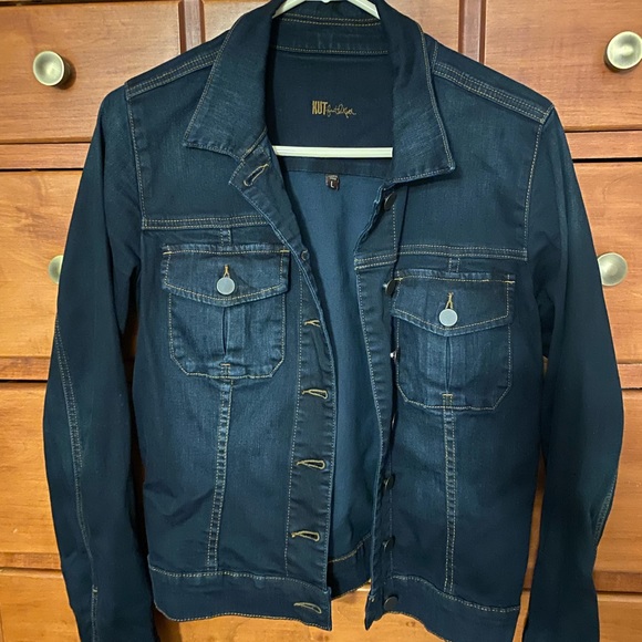 KUT from the Kloth Women's Amelia Denim Jacket Dark Wash Size L - Picture 7 of 7
